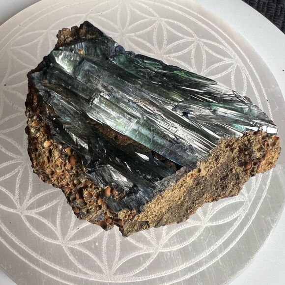 Rare Natural Raw Vivianite Crystal Specimen on Matrix - Picture 3 of 14